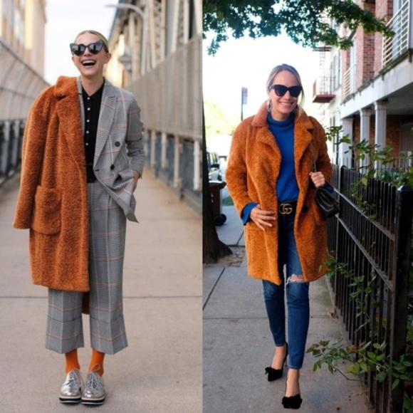 Halogen Jackets & Blazers - Halogen Faux Fur Teddy Coat Rust Ginger M/L